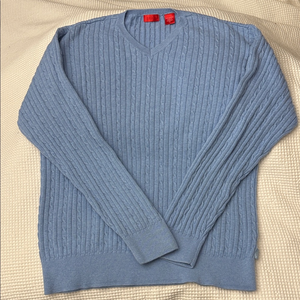 Men's Blue V-Neck Izod Sweater - XL